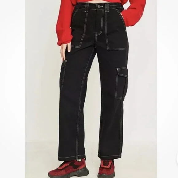 BDG Urban Outfitters Women's Relaxed Skate Jeans Size 26 Black Cargo - Picture 1 of 5